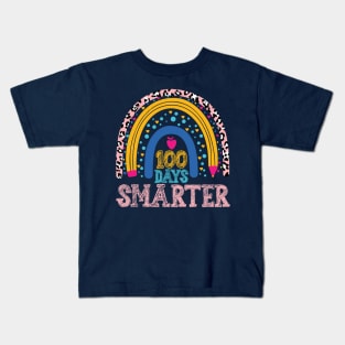 100 Days Smarter teacher rainbow, Happy 100th Day Of School Kids T-Shirt